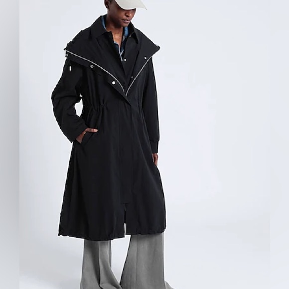 COS iconic Oversized Layered Parka Jacket trench rain  designer black cotton - Picture 1 of 16